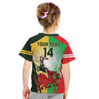 Custom South Africa And Wales Rugby Kid T Shirt Springboks Welsh Mascots Dynamic Version