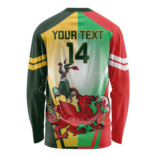Custom South Africa And Wales Rugby Long Sleeve Shirt Springboks Welsh Mascots Dynamic Version