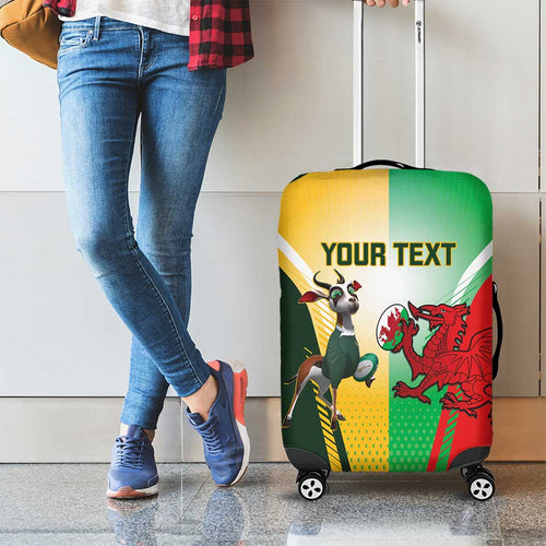 Custom South Africa And Wales Rugby Luggage Cover Springboks Welsh Mascots Dynamic Version