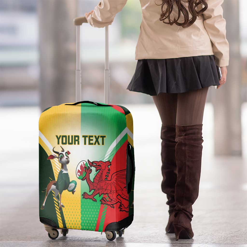 Custom South Africa And Wales Rugby Luggage Cover Springboks Welsh Mascots Dynamic Version
