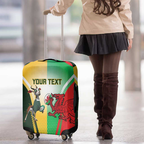 Custom South Africa And Wales Rugby Luggage Cover Springboks Welsh Mascots Dynamic Version
