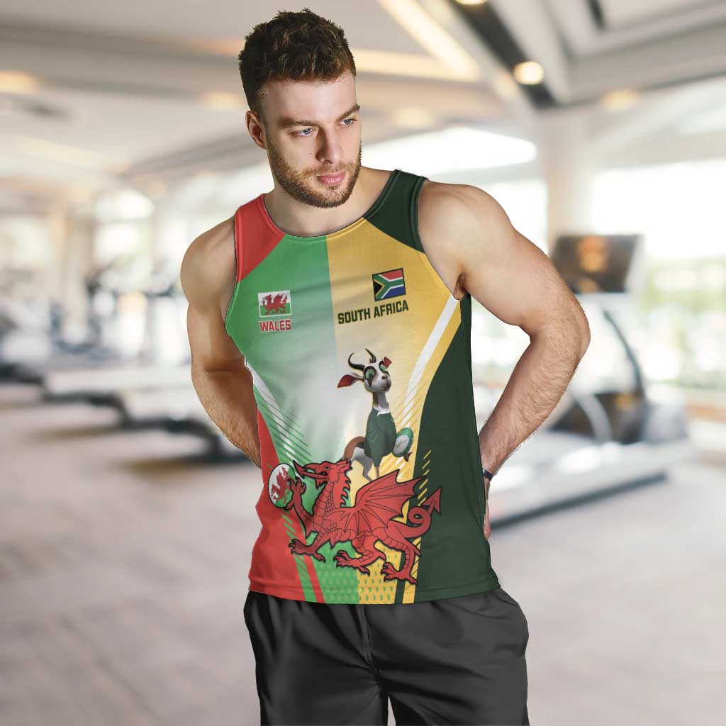 Custom South Africa And Wales Rugby Men Tank Top Springboks Welsh Mascots Dynamic Version