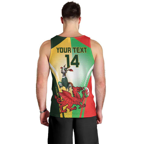 Custom South Africa And Wales Rugby Men Tank Top Springboks Welsh Mascots Dynamic Version