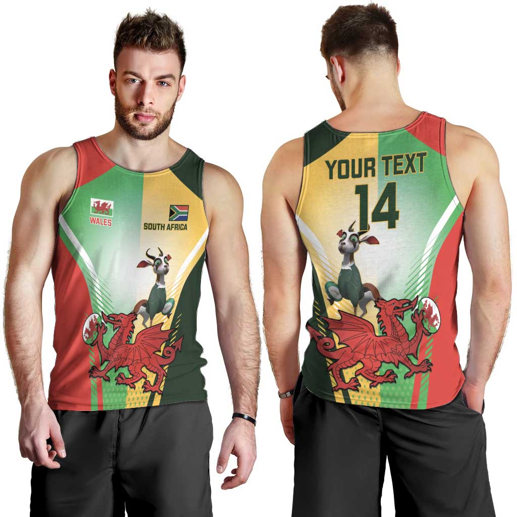 Custom South Africa And Wales Rugby Men Tank Top Springboks Welsh Mascots Dynamic Version