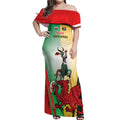Custom South Africa And Wales Rugby Off Shoulder Maxi Dress Springboks Welsh Mascots Dynamic Version