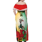 Custom South Africa And Wales Rugby Off Shoulder Maxi Dress Springboks Welsh Mascots Dynamic Version