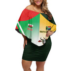 Custom South Africa And Wales Rugby Off Shoulder Short Dress Springboks Welsh Mascots Dynamic Version