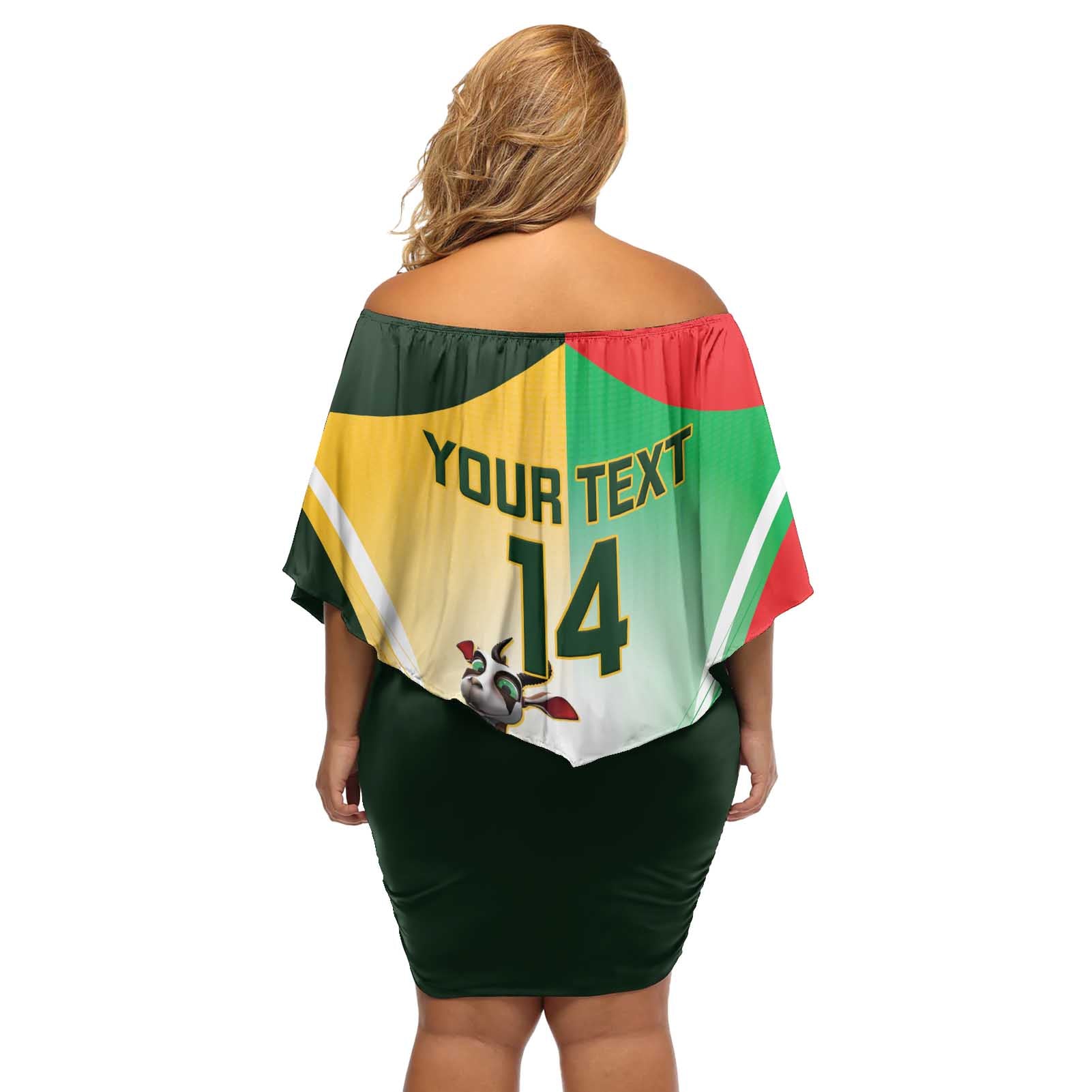 Custom South Africa And Wales Rugby Off Shoulder Short Dress Springboks Welsh Mascots Dynamic Version