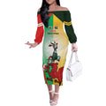 Custom South Africa And Wales Rugby Off The Shoulder Long Sleeve Dress Springboks Welsh Mascots Dynamic Version