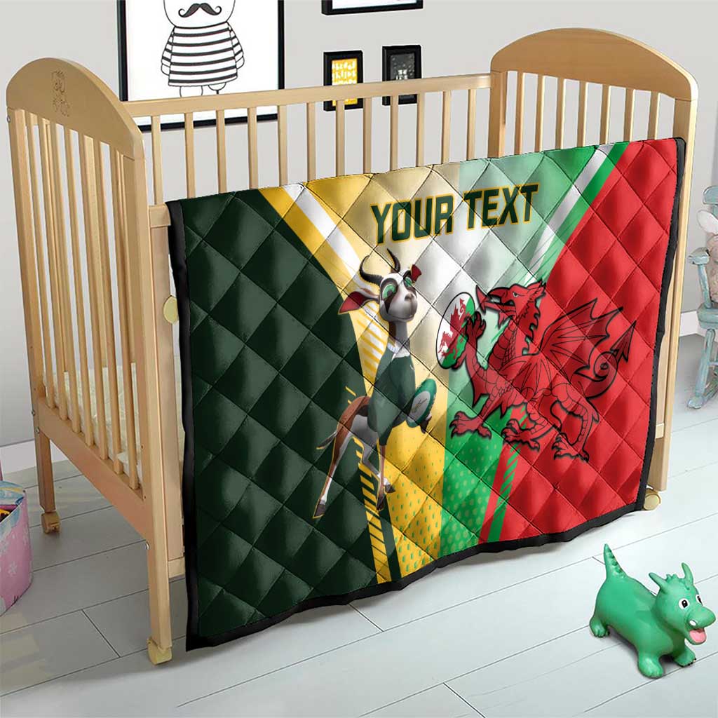 Custom South Africa And Wales Rugby Quilt Springboks Welsh Mascots Dynamic Version