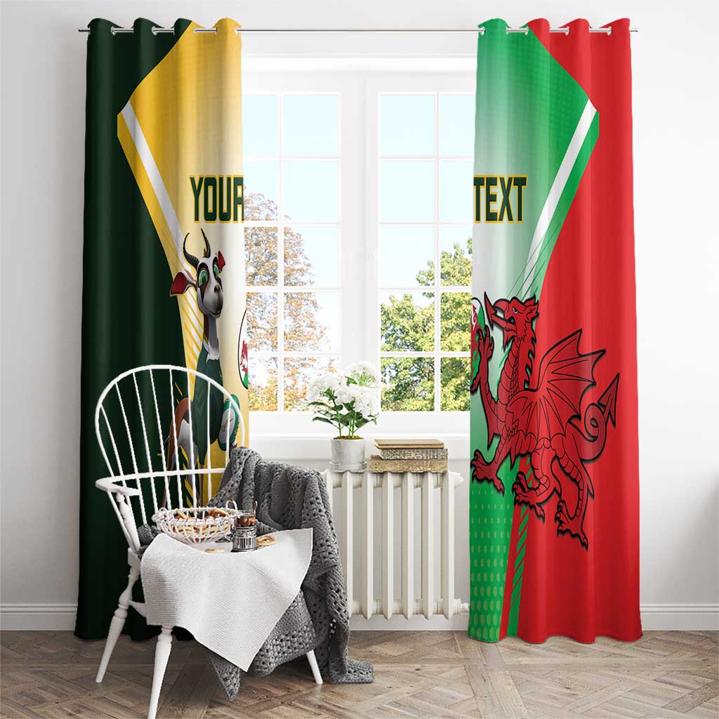 Custom South Africa And Wales Rugby Window Curtain Springboks Welsh Mascots Dynamic Version