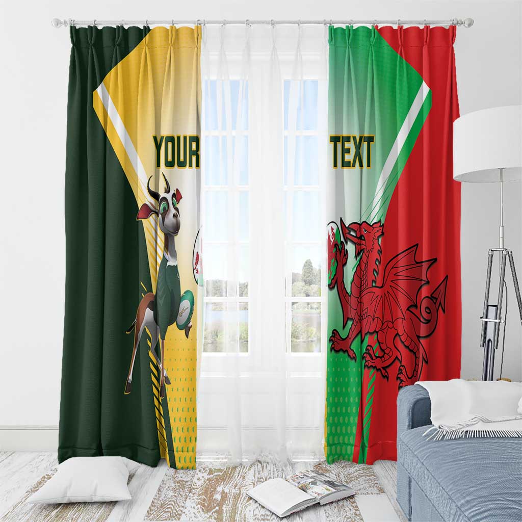 Custom South Africa And Wales Rugby Window Curtain Springboks Welsh Mascots Dynamic Version