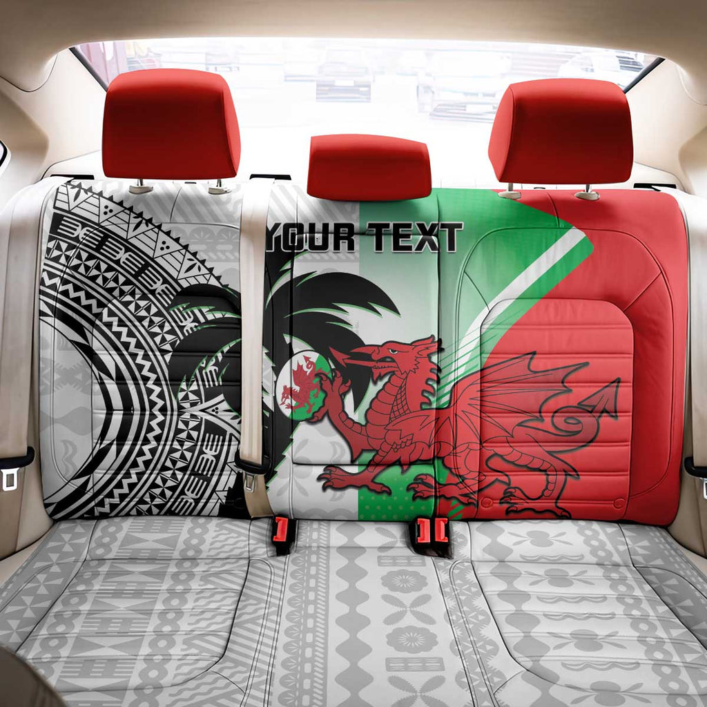 Custom Fiji And Wales Rugby Back Car Seat Cover Fijian Tapa Welsh Mascots Dynamic Version
