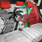 Custom Fiji And Wales Rugby Back Car Seat Cover Fijian Tapa Welsh Mascots Dynamic Version