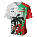 Custom Fiji And Wales Rugby Baseball Jersey Fijian Tapa Welsh Mascots Dynamic Version