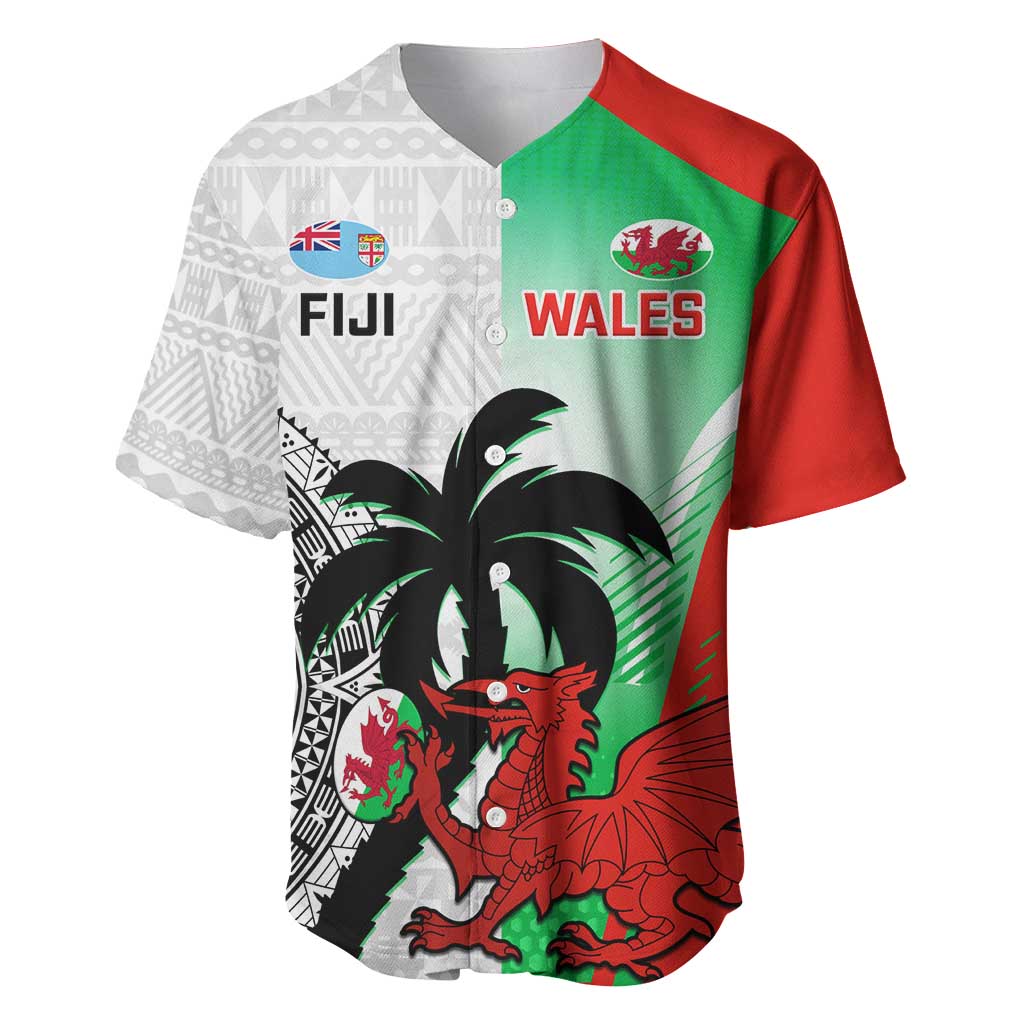 Custom Fiji And Wales Rugby Baseball Jersey Fijian Tapa Welsh Mascots Dynamic Version