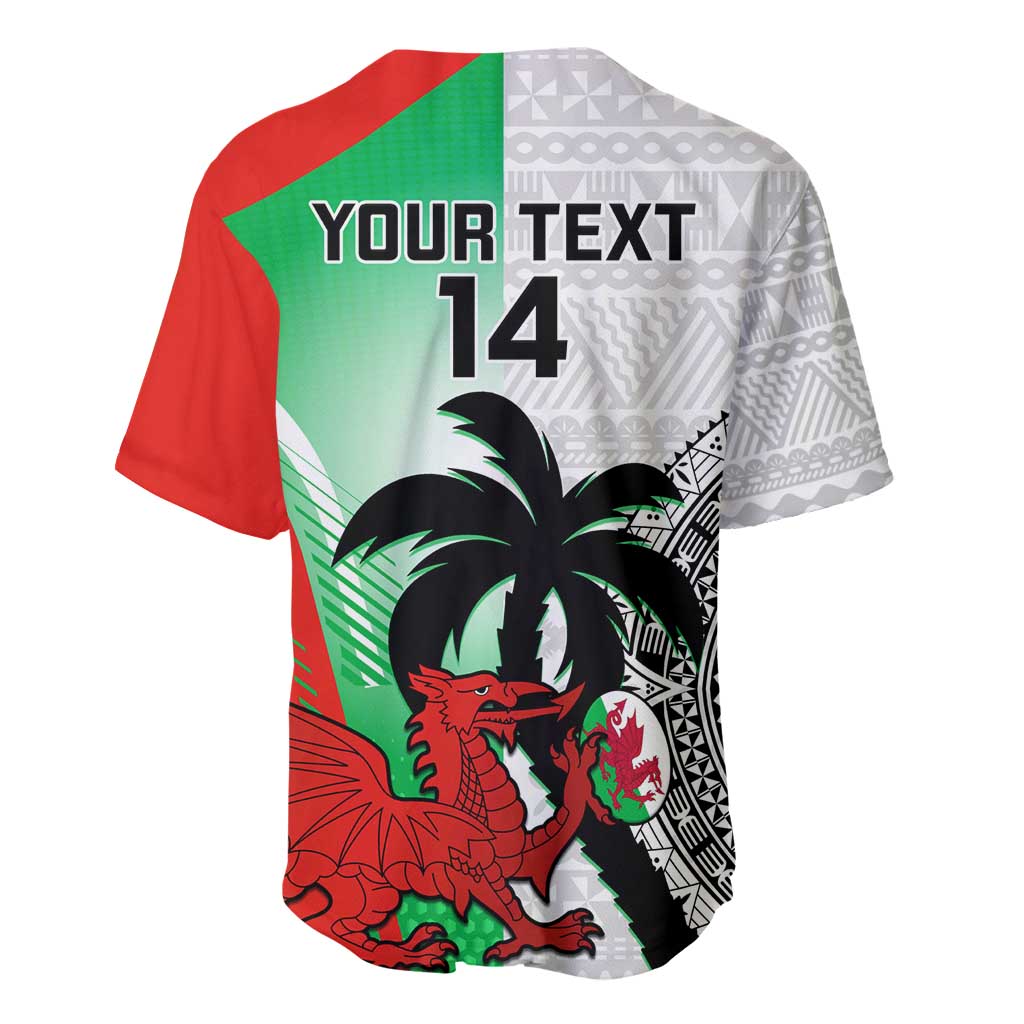 Custom Fiji And Wales Rugby Baseball Jersey Fijian Tapa Welsh Mascots Dynamic Version