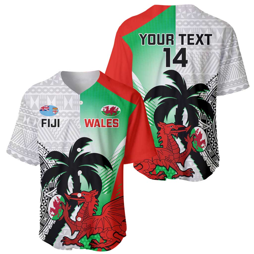 Custom Fiji And Wales Rugby Baseball Jersey Fijian Tapa Welsh Mascots Dynamic Version