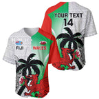 Custom Fiji And Wales Rugby Baseball Jersey Fijian Tapa Welsh Mascots Dynamic Version