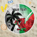 Custom Fiji And Wales Rugby Beach Blanket Fijian Tapa Welsh Mascots Dynamic Version