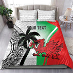 Custom Fiji And Wales Rugby Bedding Set Fijian Tapa Welsh Mascots Dynamic Version