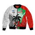 Custom Fiji And Wales Rugby Bomber Jacket Fijian Tapa Welsh Mascots Dynamic Version