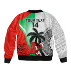 Custom Fiji And Wales Rugby Bomber Jacket Fijian Tapa Welsh Mascots Dynamic Version