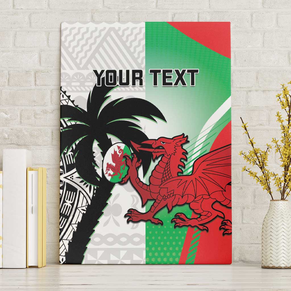Custom Fiji And Wales Rugby Canvas Wall Art Fijian Tapa Welsh Mascots Dynamic Version