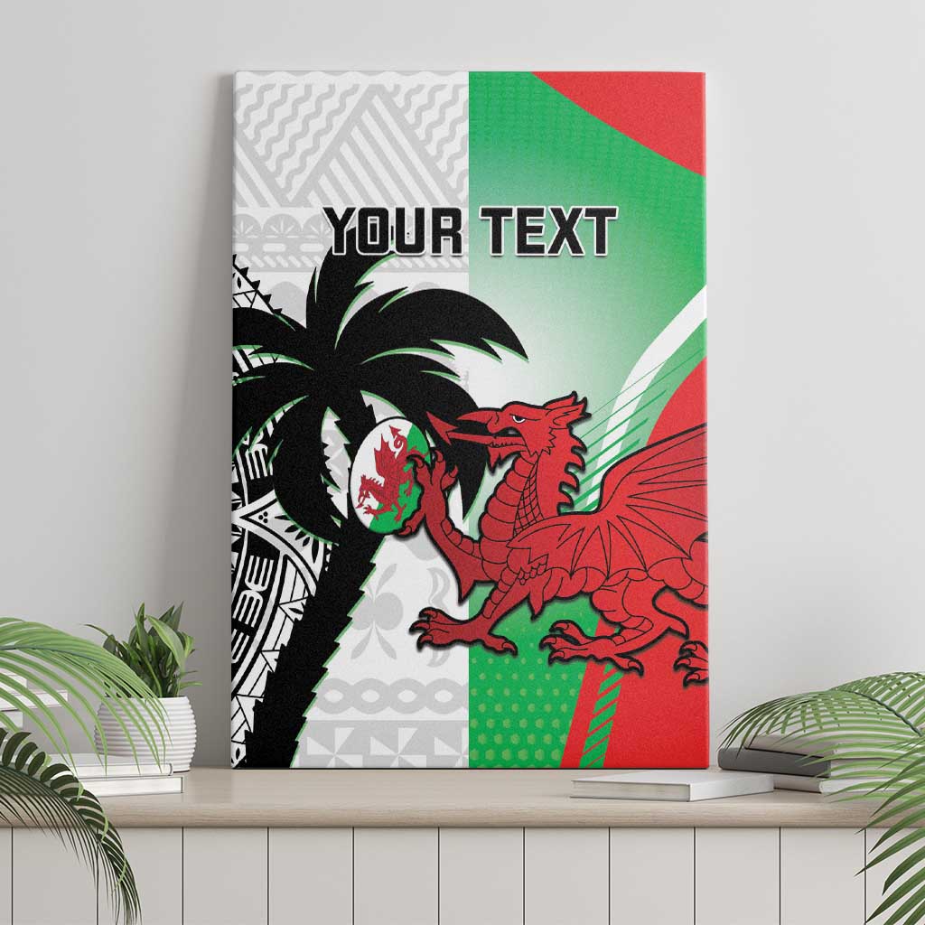 Custom Fiji And Wales Rugby Canvas Wall Art Fijian Tapa Welsh Mascots Dynamic Version