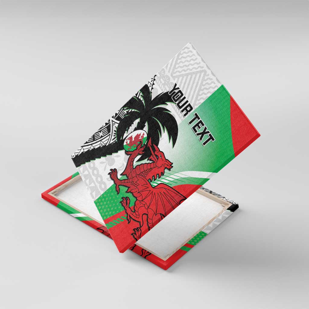 Custom Fiji And Wales Rugby Canvas Wall Art Fijian Tapa Welsh Mascots Dynamic Version