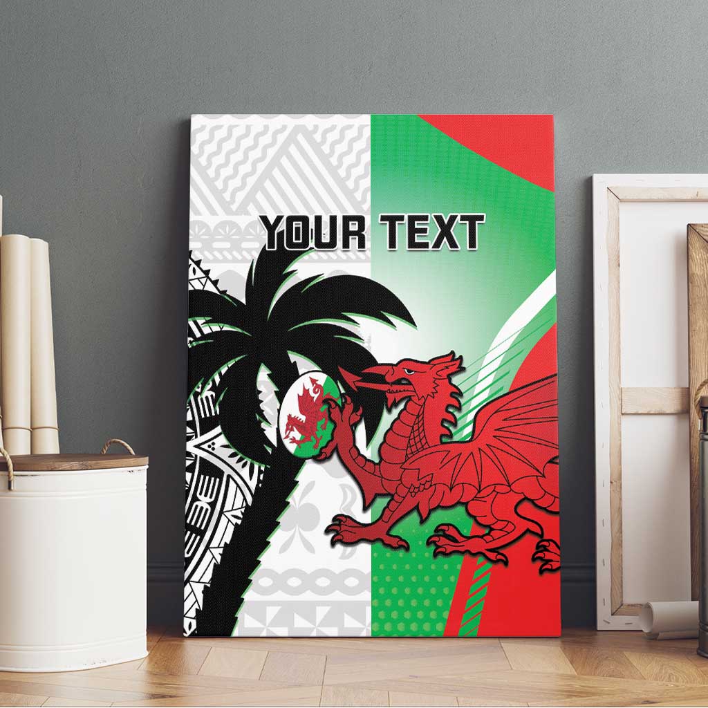 Custom Fiji And Wales Rugby Canvas Wall Art Fijian Tapa Welsh Mascots Dynamic Version