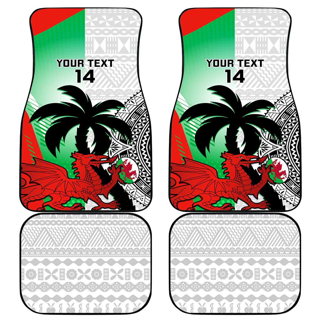 Custom Fiji And Wales Rugby Car Mats Fijian Tapa Welsh Mascots Dynamic Version