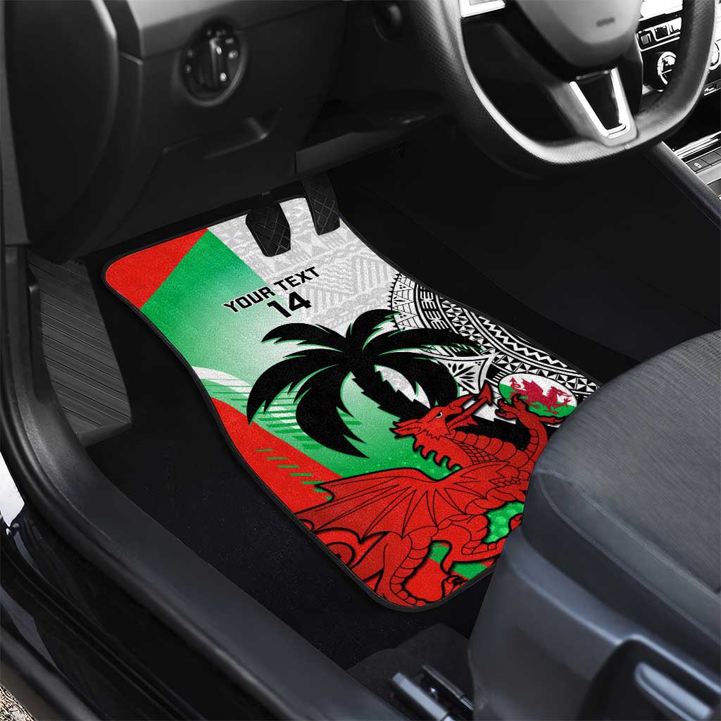 Custom Fiji And Wales Rugby Car Mats Fijian Tapa Welsh Mascots Dynamic Version