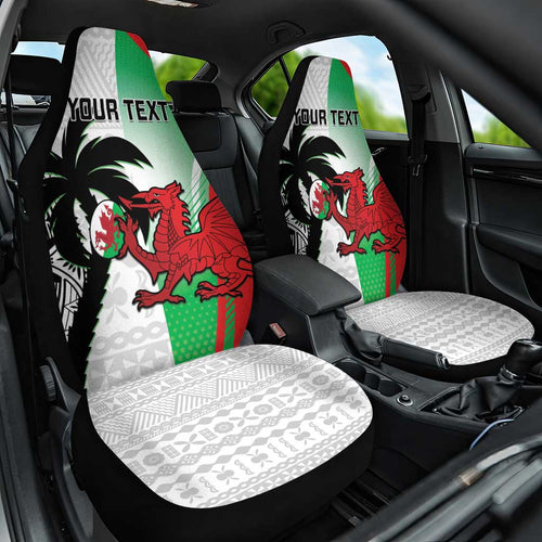 Custom Fiji And Wales Rugby Car Seat Cover Fijian Tapa Welsh Mascots Dynamic Version