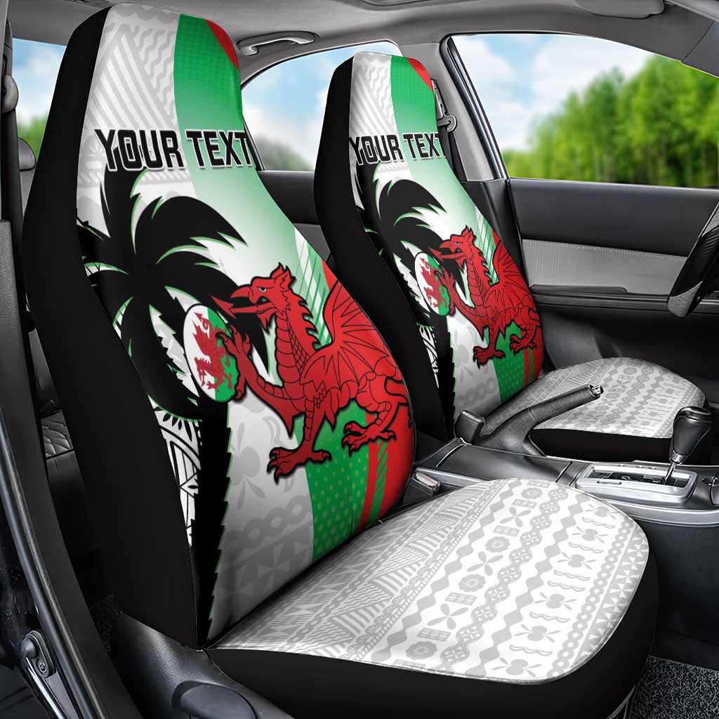 Custom Fiji And Wales Rugby Car Seat Cover Fijian Tapa Welsh Mascots Dynamic Version
