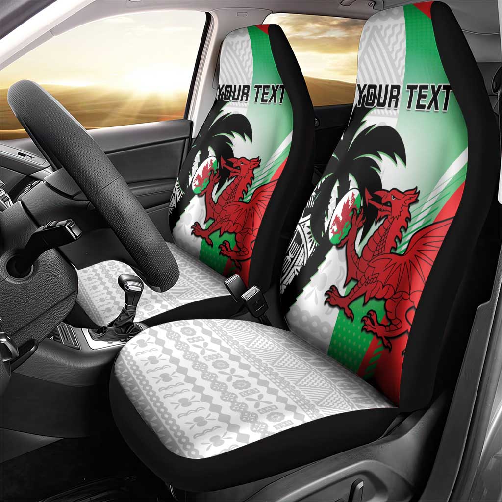 Custom Fiji And Wales Rugby Car Seat Cover Fijian Tapa Welsh Mascots Dynamic Version