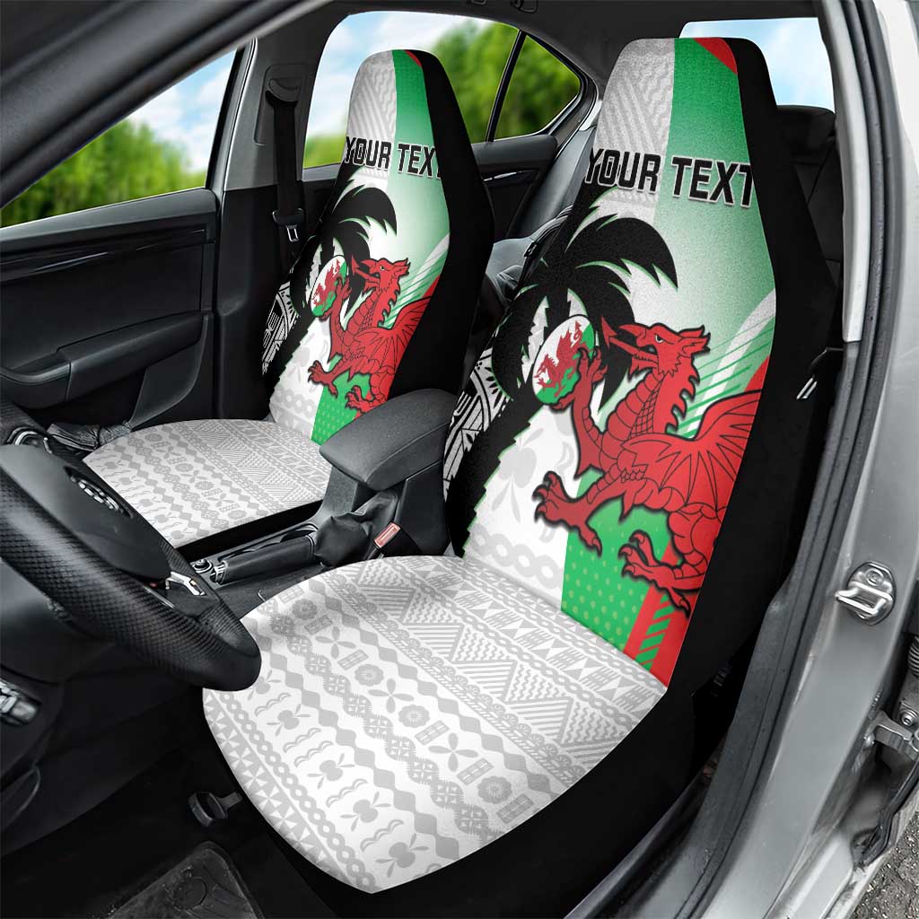 Custom Fiji And Wales Rugby Car Seat Cover Fijian Tapa Welsh Mascots Dynamic Version