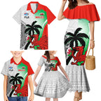 Custom Fiji And Wales Rugby Family Matching Mermaid Dress and Hawaiian Shirt Fijian Tapa Welsh Mascots Dynamic Version