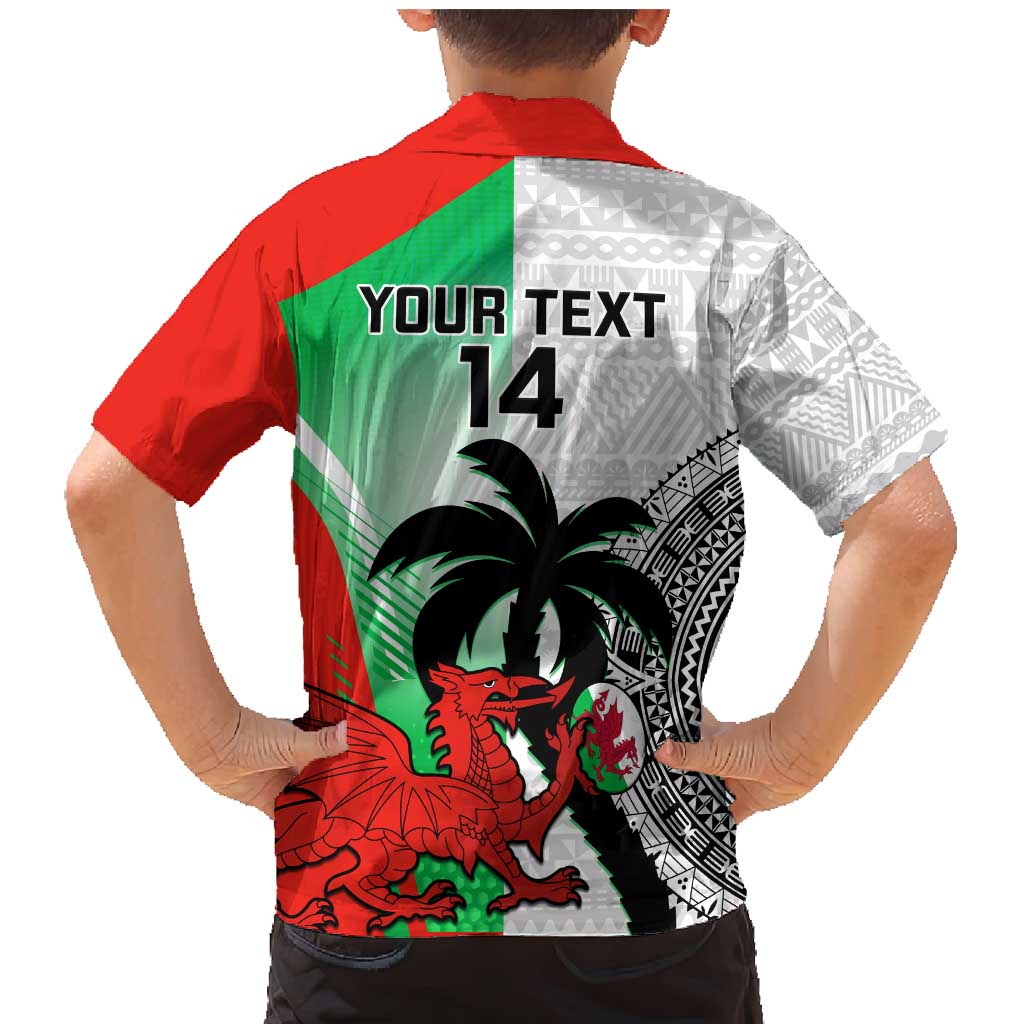 Custom Fiji And Wales Rugby Family Matching Mermaid Dress and Hawaiian Shirt Fijian Tapa Welsh Mascots Dynamic Version