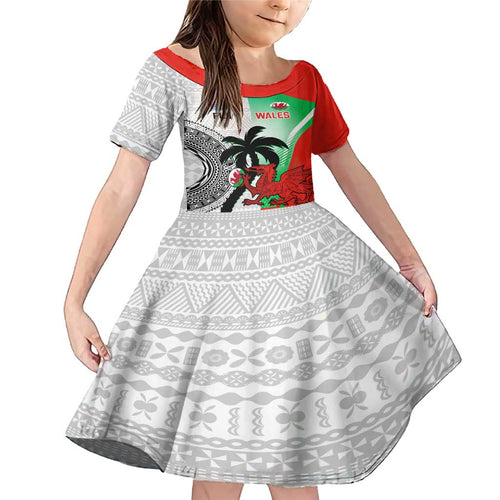 Custom Fiji And Wales Rugby Family Matching Mermaid Dress and Hawaiian Shirt Fijian Tapa Welsh Mascots Dynamic Version