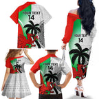 Custom Fiji And Wales Rugby Family Matching Off The Shoulder Long Sleeve Dress and Hawaiian Shirt Fijian Tapa Welsh Mascots Dynamic Version