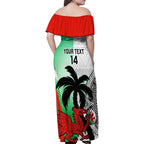 Custom Fiji And Wales Rugby Family Matching Off Shoulder Maxi Dress and Hawaiian Shirt Fijian Tapa Welsh Mascots Dynamic Version