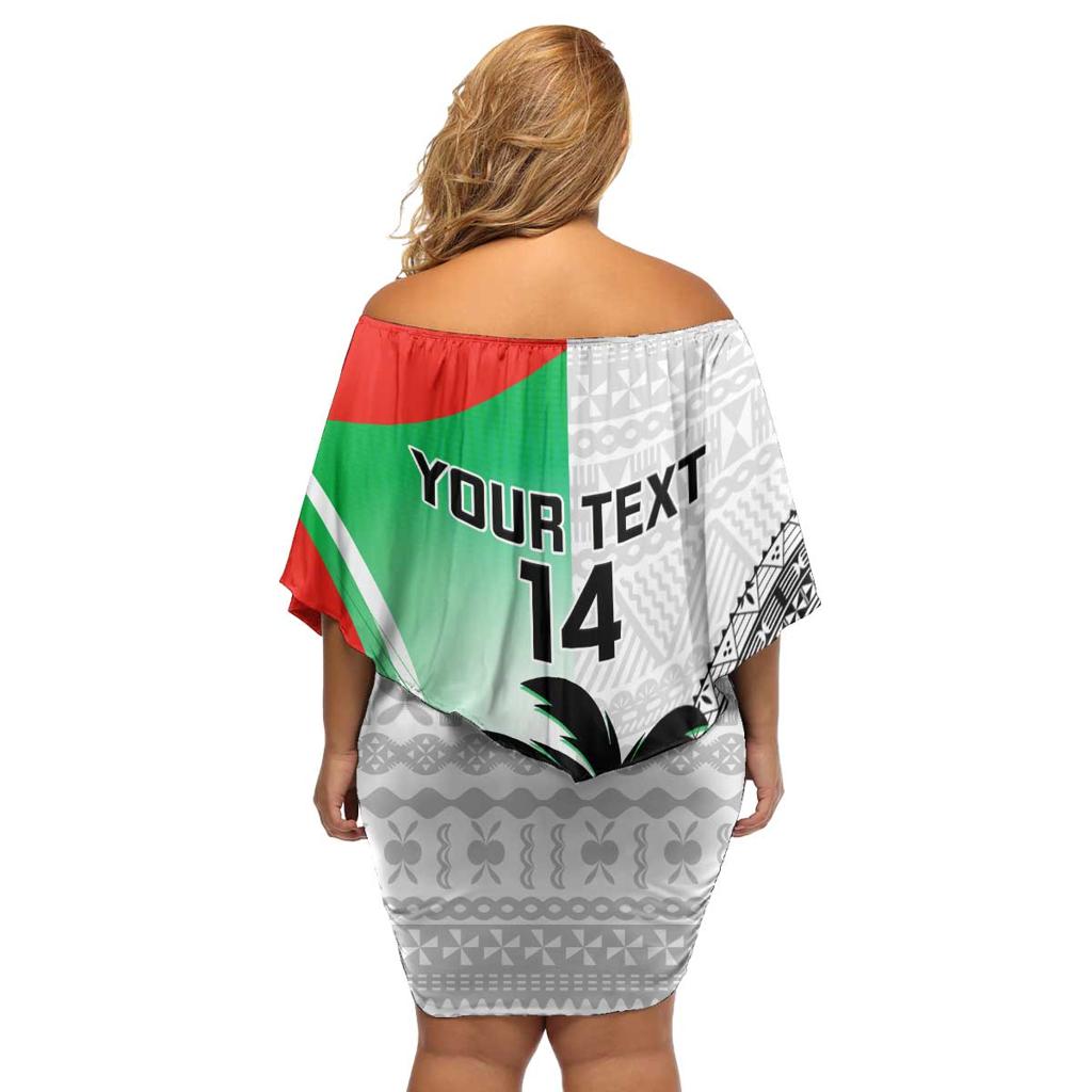 Custom Fiji And Wales Rugby Family Matching Off Shoulder Short Dress and Hawaiian Shirt Fijian Tapa Welsh Mascots Dynamic Version