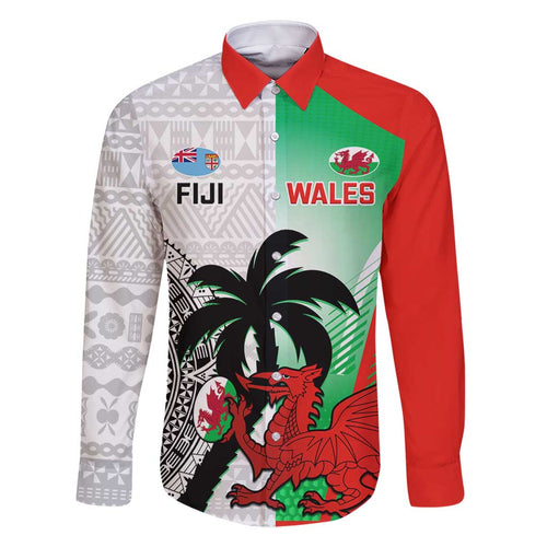 Custom Fiji And Wales Rugby Family Matching Summer Maxi Dress and Hawaiian Shirt Fijian Tapa Welsh Mascots Dynamic Version