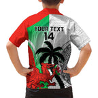 Custom Fiji And Wales Rugby Family Matching Tank Maxi Dress and Hawaiian Shirt Fijian Tapa Welsh Mascots Dynamic Version