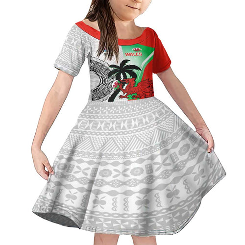 Custom Fiji And Wales Rugby Family Matching Tank Maxi Dress and Hawaiian Shirt Fijian Tapa Welsh Mascots Dynamic Version