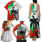 Custom Fiji And Wales Rugby Family Matching Tank Maxi Dress and Hawaiian Shirt Fijian Tapa Welsh Mascots Dynamic Version
