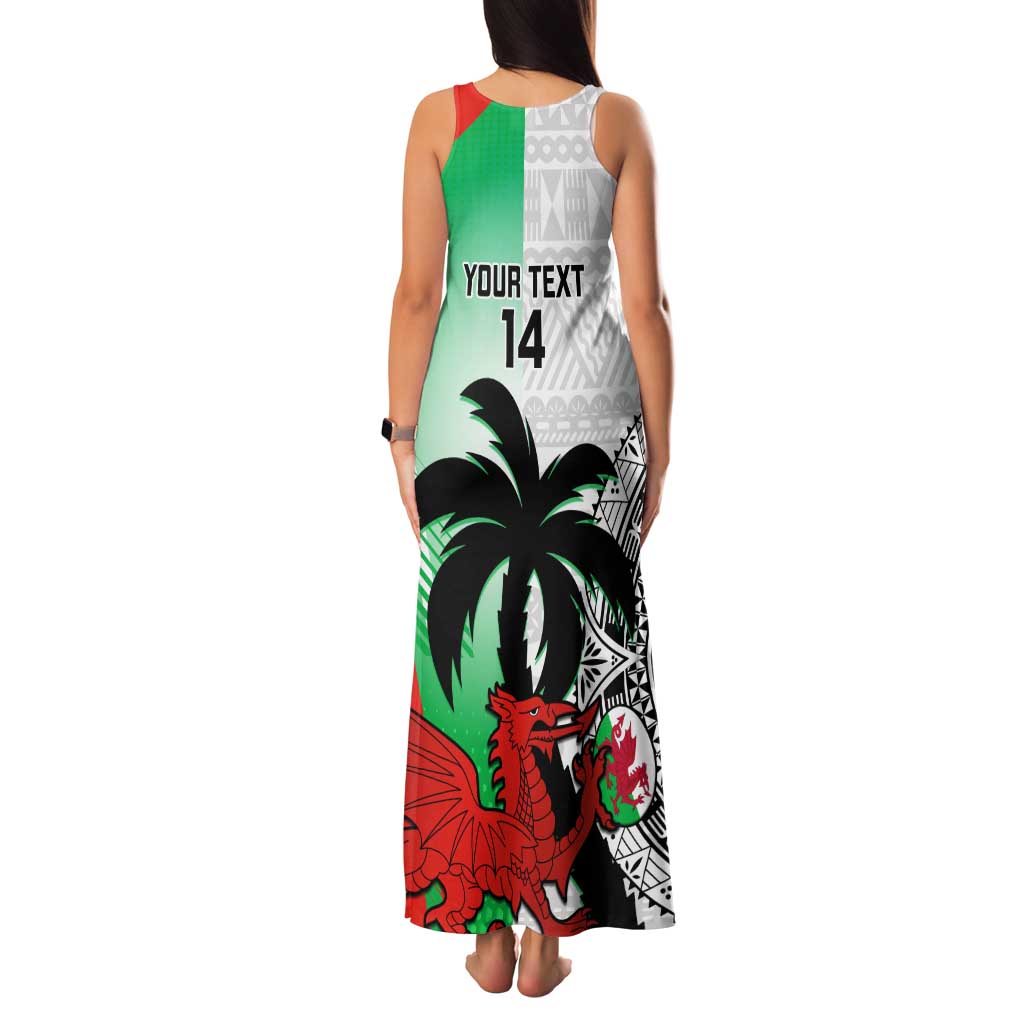 Custom Fiji And Wales Rugby Family Matching Tank Maxi Dress and Hawaiian Shirt Fijian Tapa Welsh Mascots Dynamic Version