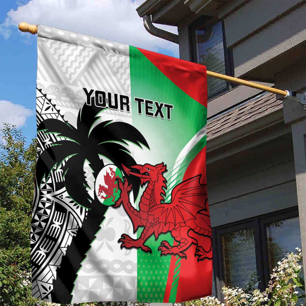 Custom Fiji And Wales Rugby Garden Flag Fijian Tapa Welsh Mascots Dynamic Version