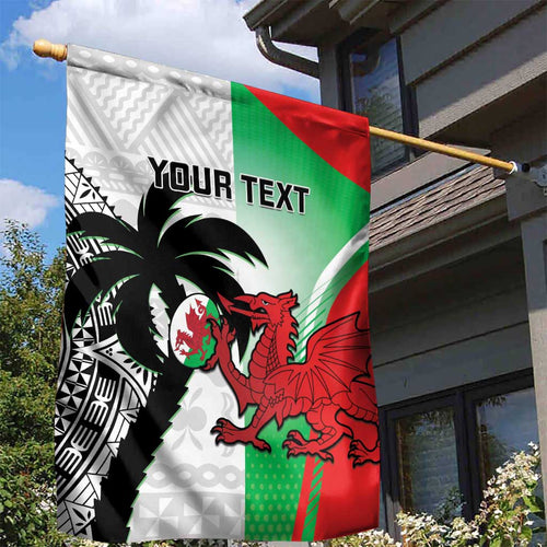 Custom Fiji And Wales Rugby Garden Flag Fijian Tapa Welsh Mascots Dynamic Version